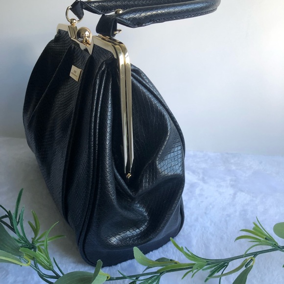 LuLu By LuLu Guinness Reptile Faux Leather Crossbody Bag, Black - Picture 4 of 12